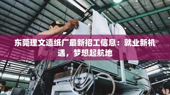 东莞理文造纸厂最新招工信息:就业新机遇,梦想起航地