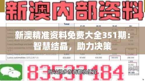 新澳精准资料免费大全351期:智慧结晶,助力决策