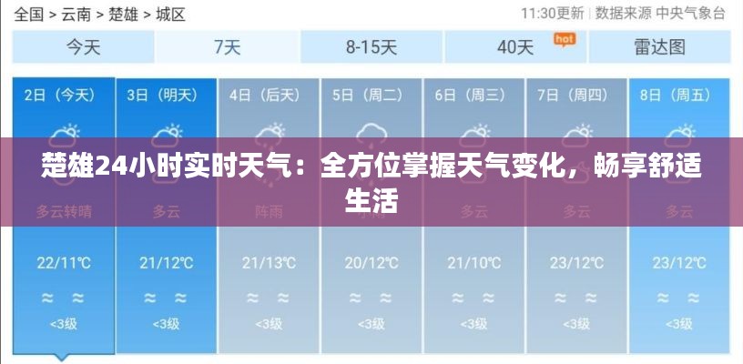 楚雄24小时实时天气:全方位掌握天气变化,畅享舒适生活