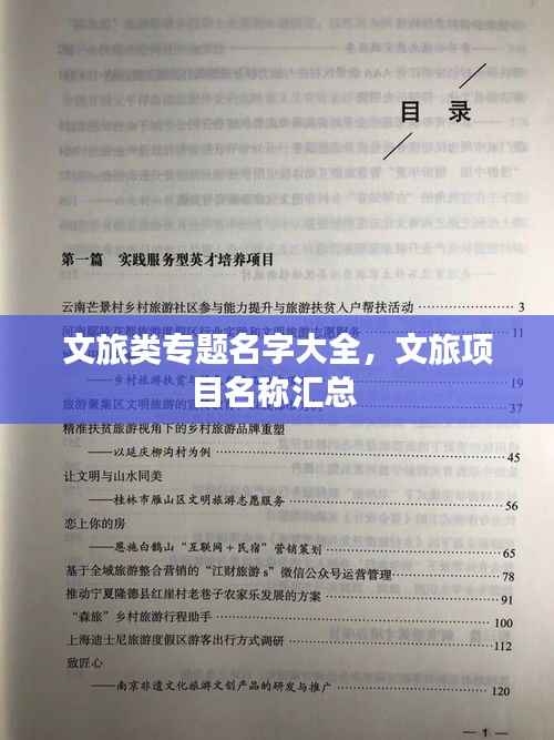 文旅类专题名字大全，文旅项目名称汇总 