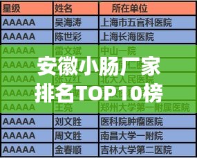 安徽小肠厂家排名TOP10榜单揭晓