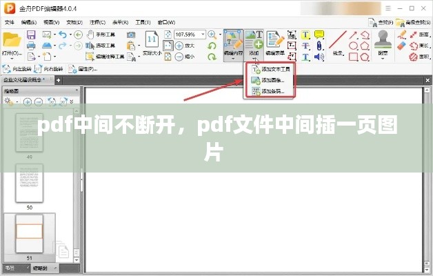 pdf中间不断开，pdf文件中间插一页图片 